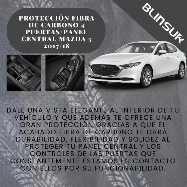 Vinil Protectores Puertas Mazda 3 2017-2018 Fibra Carbono