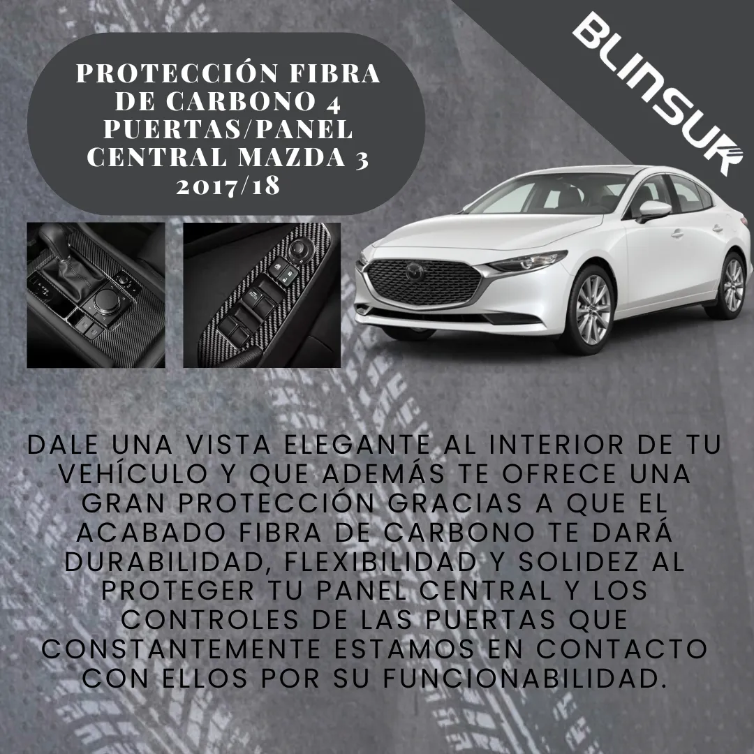 Vinil Protectores Puertas Mazda 3 2017-2018 Fibra Carbono - Image 2