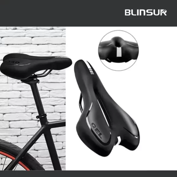 Asiento De Bicicleta Impermeable De Gel Acolchonada Negro