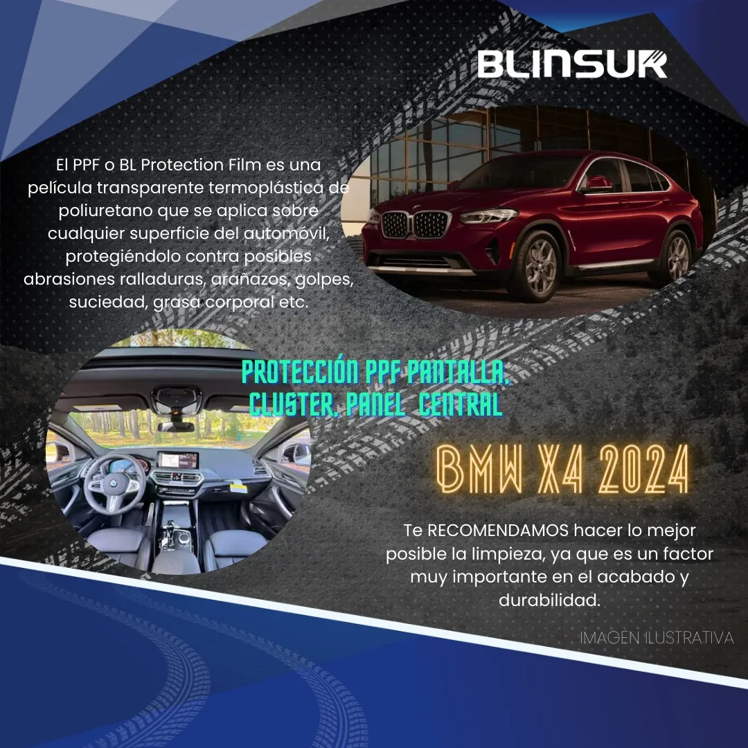 Protector Ppf Pantalla Y Clúster P/central Para Bmw X4 2024 - Image 2