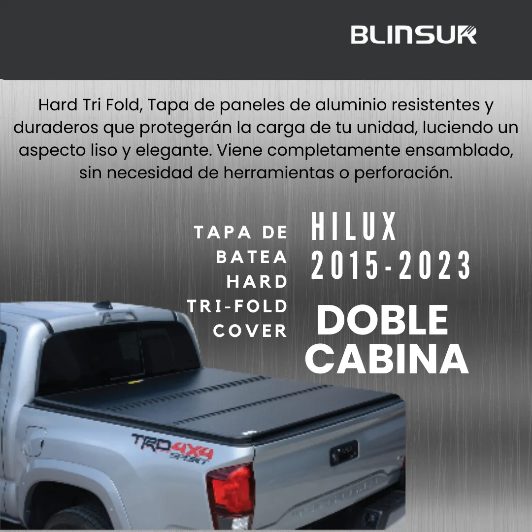 Tapa Cubre Batea Tri-fold Para Hilux 2015-2023 Doble Cabina - Image 2