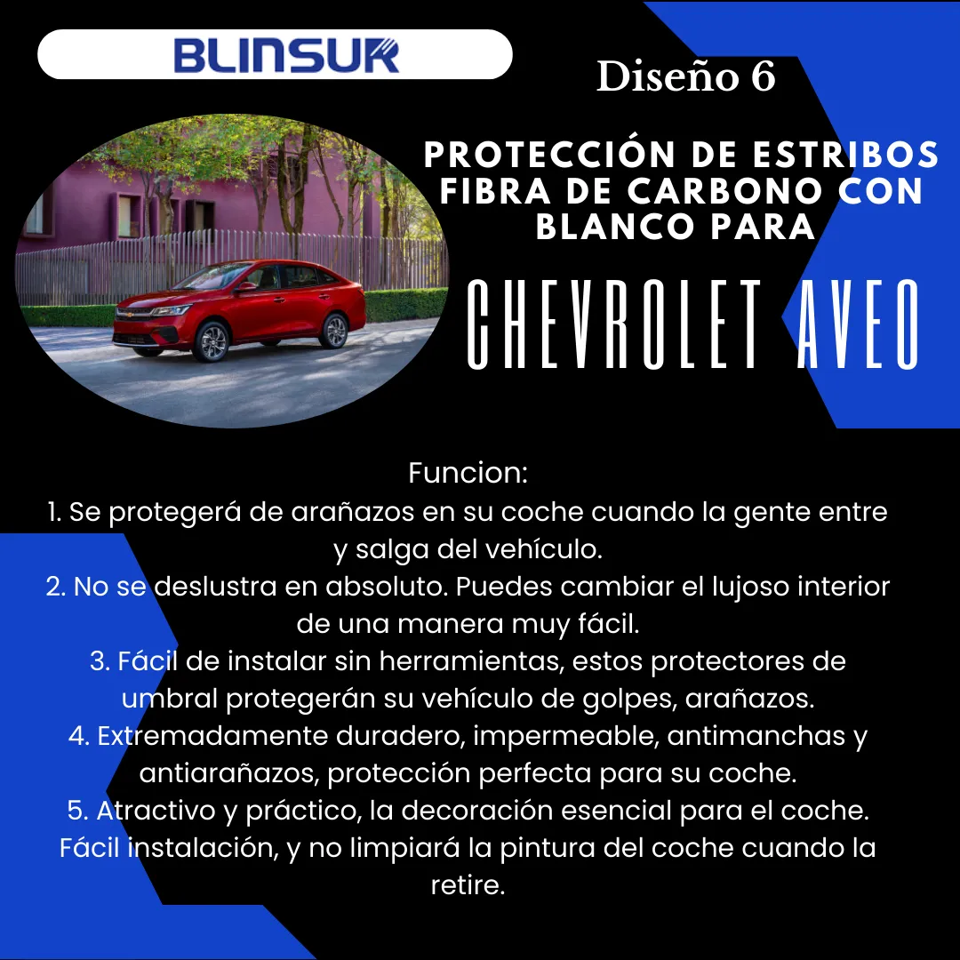 Sticker Protección De Estribos Para Chevrolet Aveo Diseño 6 - Image 2