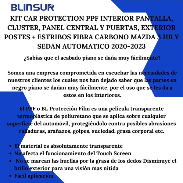Kit Car Ppf Y Fibra De Carbono Mazda 2 20-23 Hb/sedan Autom.