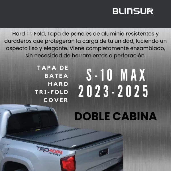 Tapa De Batea Tri-fold Para S-10 Max 2023-2024 Doble Cabina