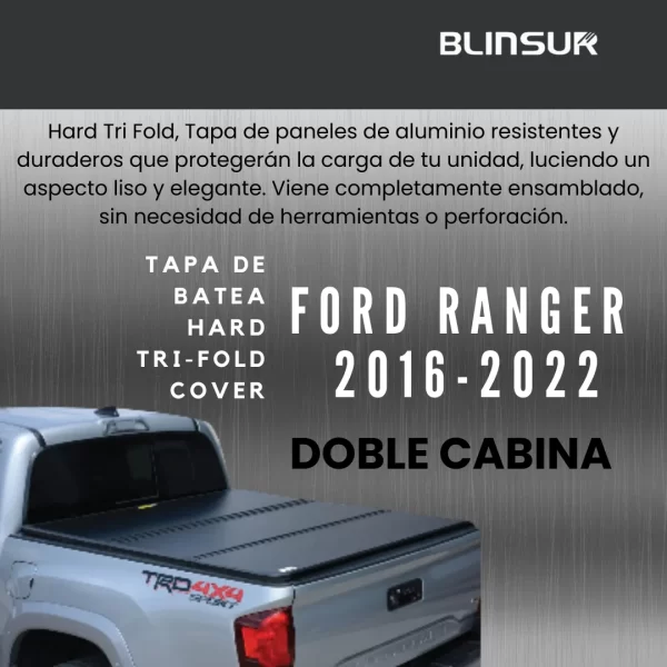 Tapa De Batea Tri-fold Para Ranger 2012-2022 Doble Cabina