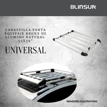 Canastilla Porta Equipaje Universal 55x39 Aluminio Natural - Image 2