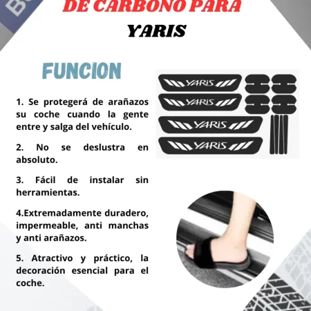 Kit Combo Proteccion Fibra De Carbono Para Toyota Yaris - Image 3