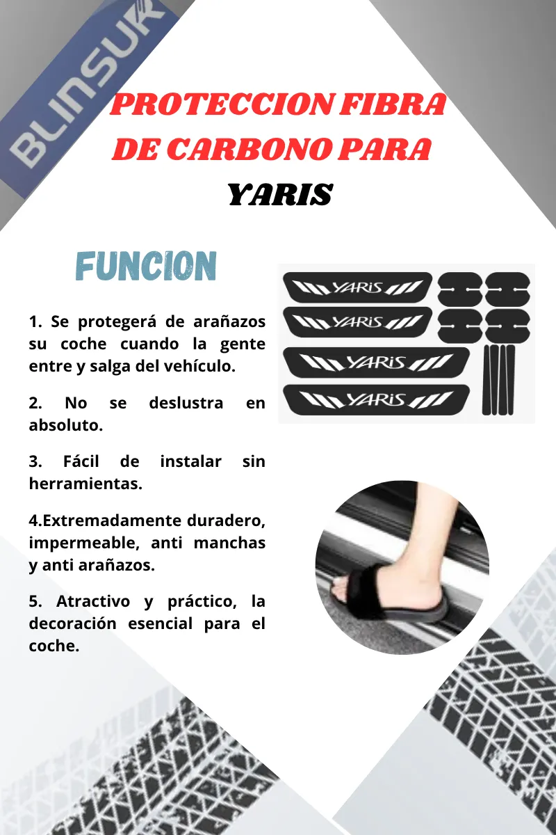 Kit Combo Proteccion Fibra De Carbono Para Toyota Yaris - Image 3
