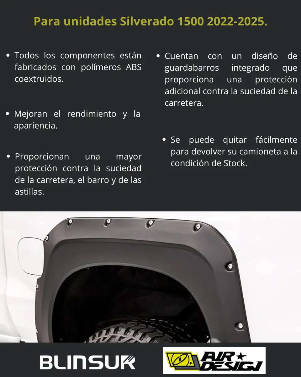 Juego De Cantoneras Caja Corta Chevrolet Silv 1500 2022-2025 - Image 3