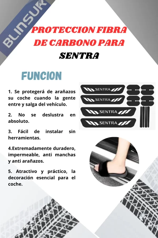 Kit Combo Proteccion Fibra De Carbono Para Sentra