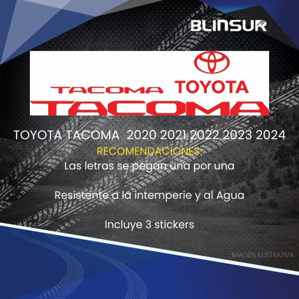 Sticker Bl Letras Tacoma Para Tapa Vinil Rojo Brillante 2024