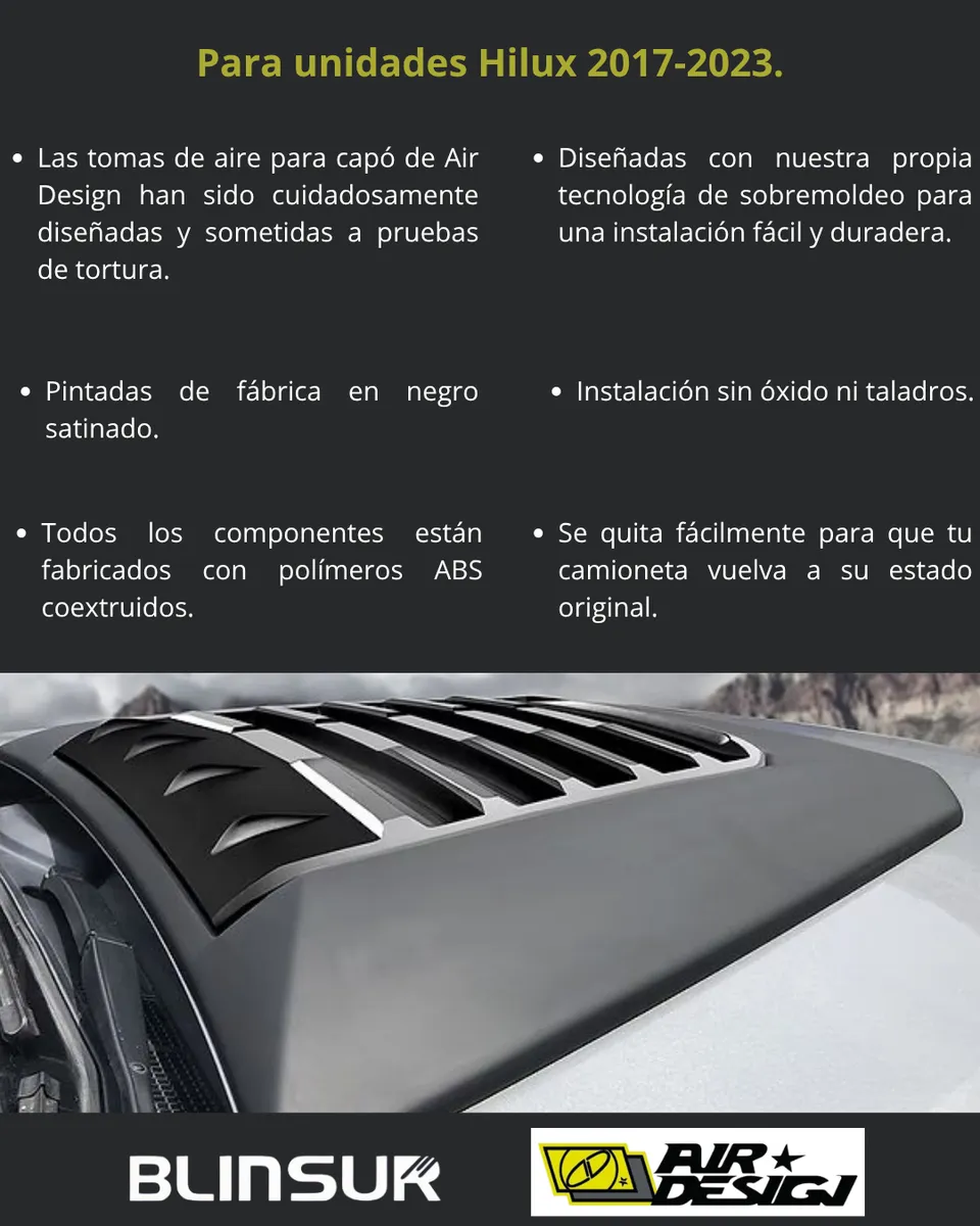 Toma De Aire Para Toyota Hilux 2017-2023 Airdesign - Image 3