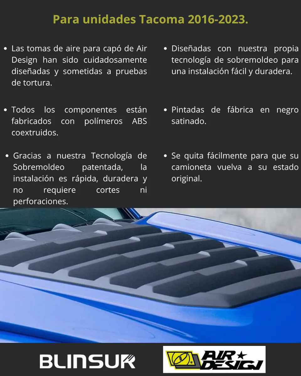 Toma De Aire Tipo Ad Para Toyota Tacoma 2016-2023 Airdesign - Image 3