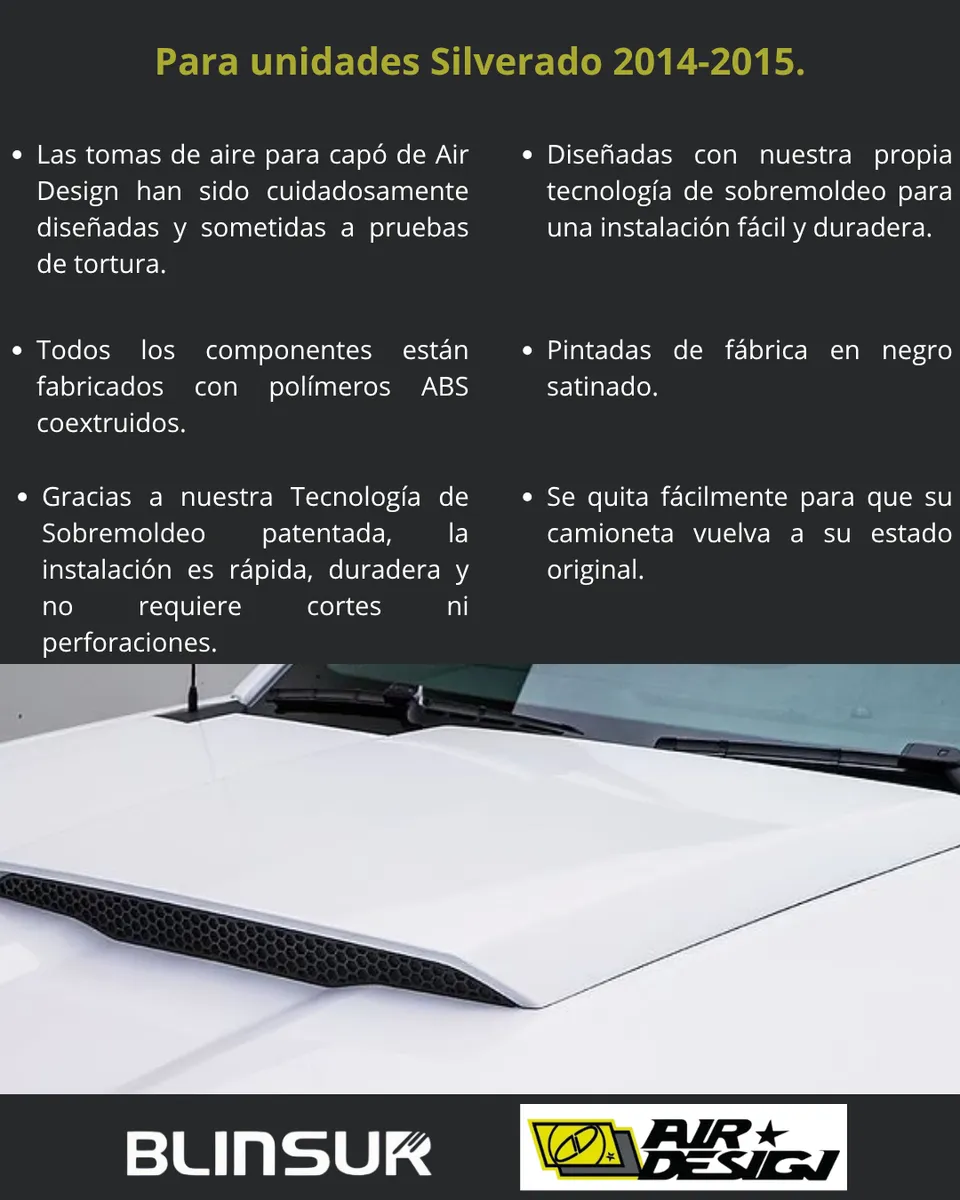 Toma De Aire Para Chev Silverado 1500 2014 - 2015 Airdesign - Image 3