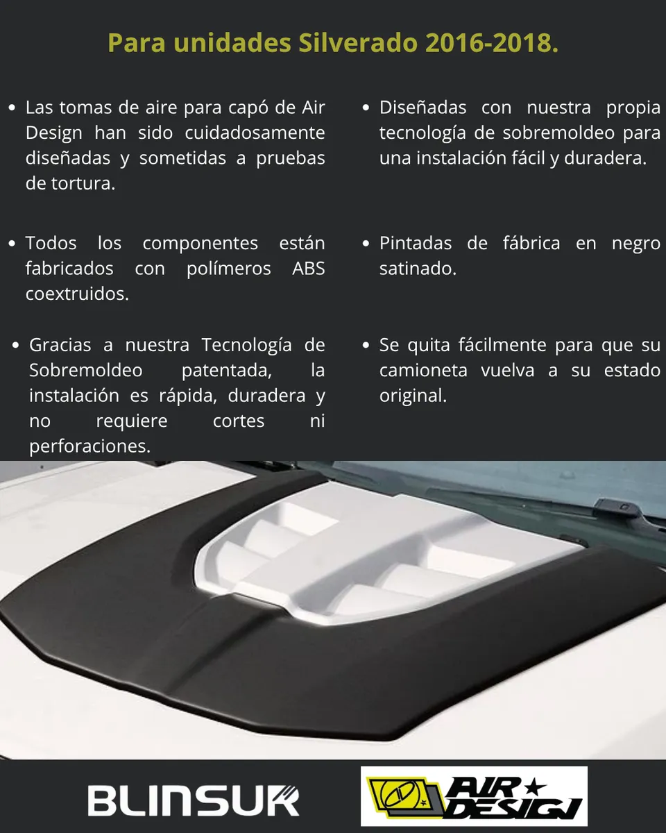 Toma De Aire Para Chev Silverado 1500 2016 - 2018 Airdesign - Image 3