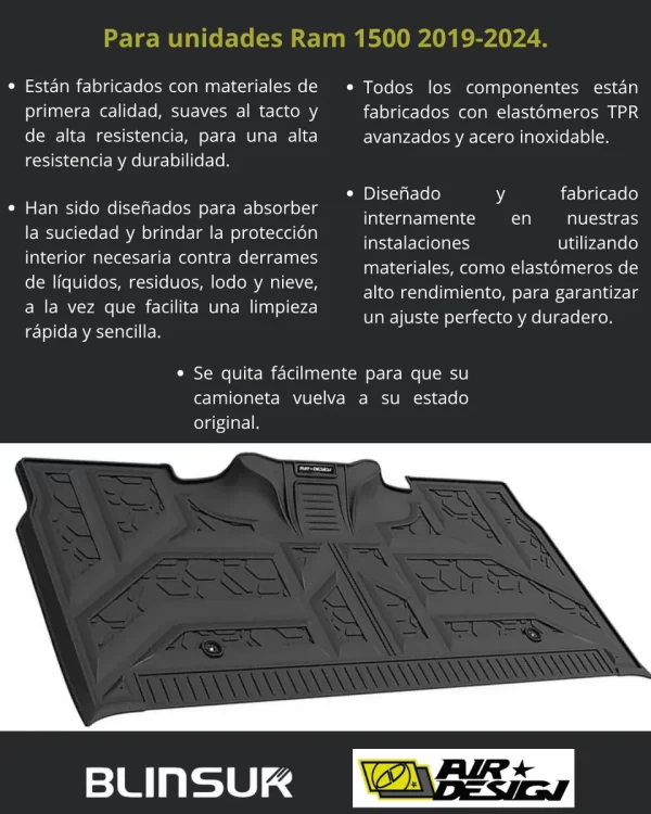 Juego De Tapetes Delanteros Y Traseros Ram 1500 2019-2024