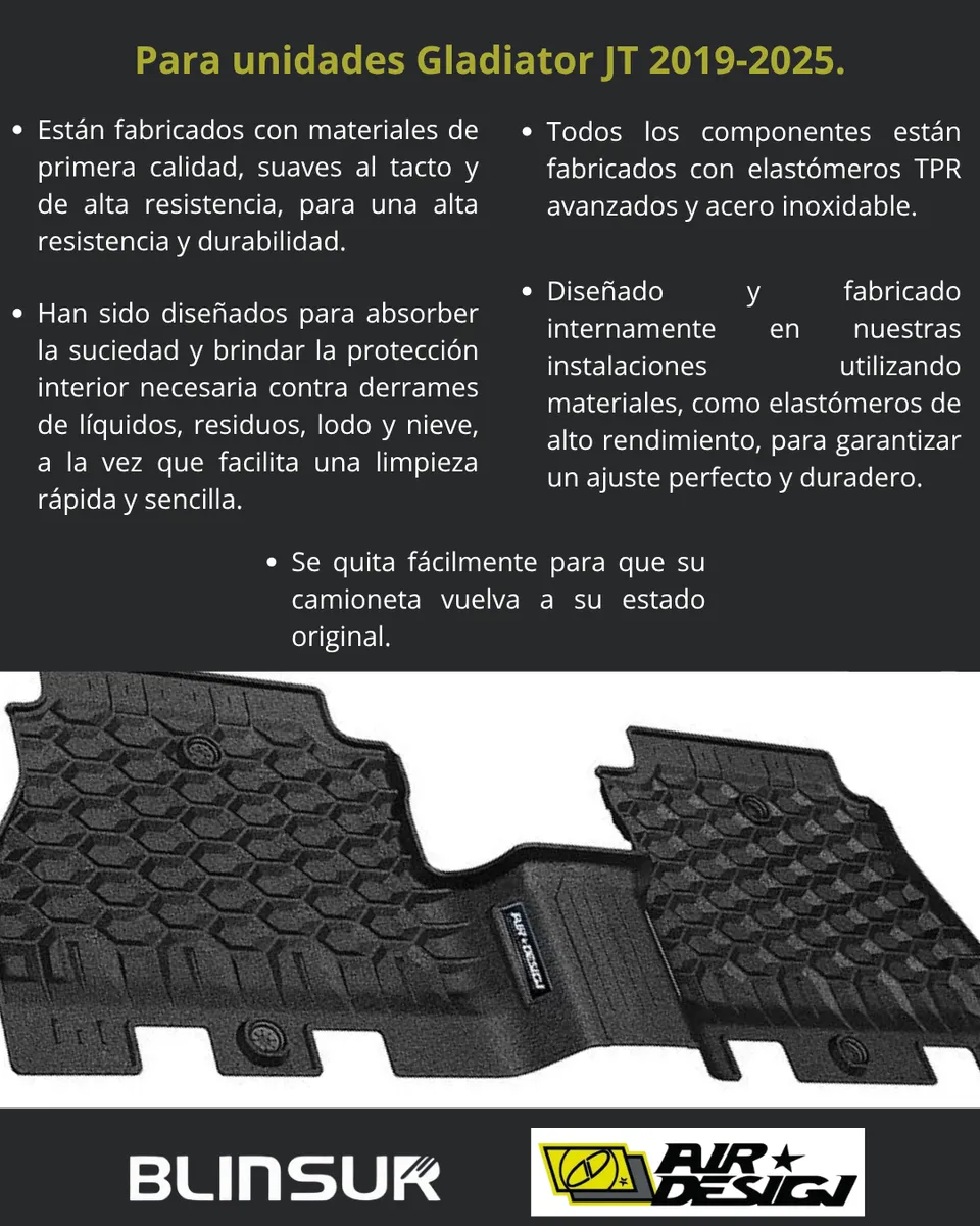 Juego Tapetes Delanteros Y Traseros Jeep Gladiator 2019-2025 - Image 3