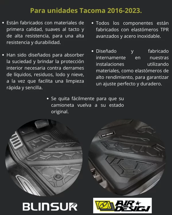 Juego De Tapetes Delanteros Toyota Tacoma 2016-2023