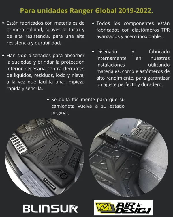 Juego Tapetes Delanteros Y Traseros Ford Ranger 2019-2022