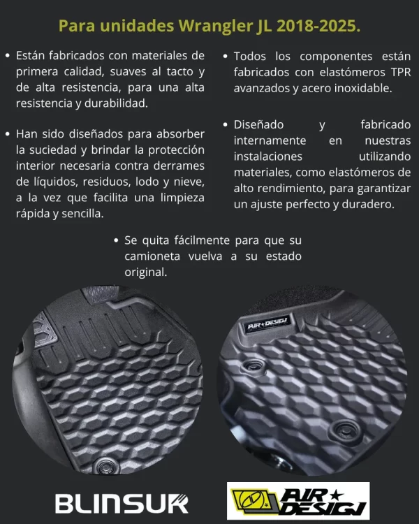 Juego Tapetes Delantero Jeep Wrangler Jl 2018 - 2025