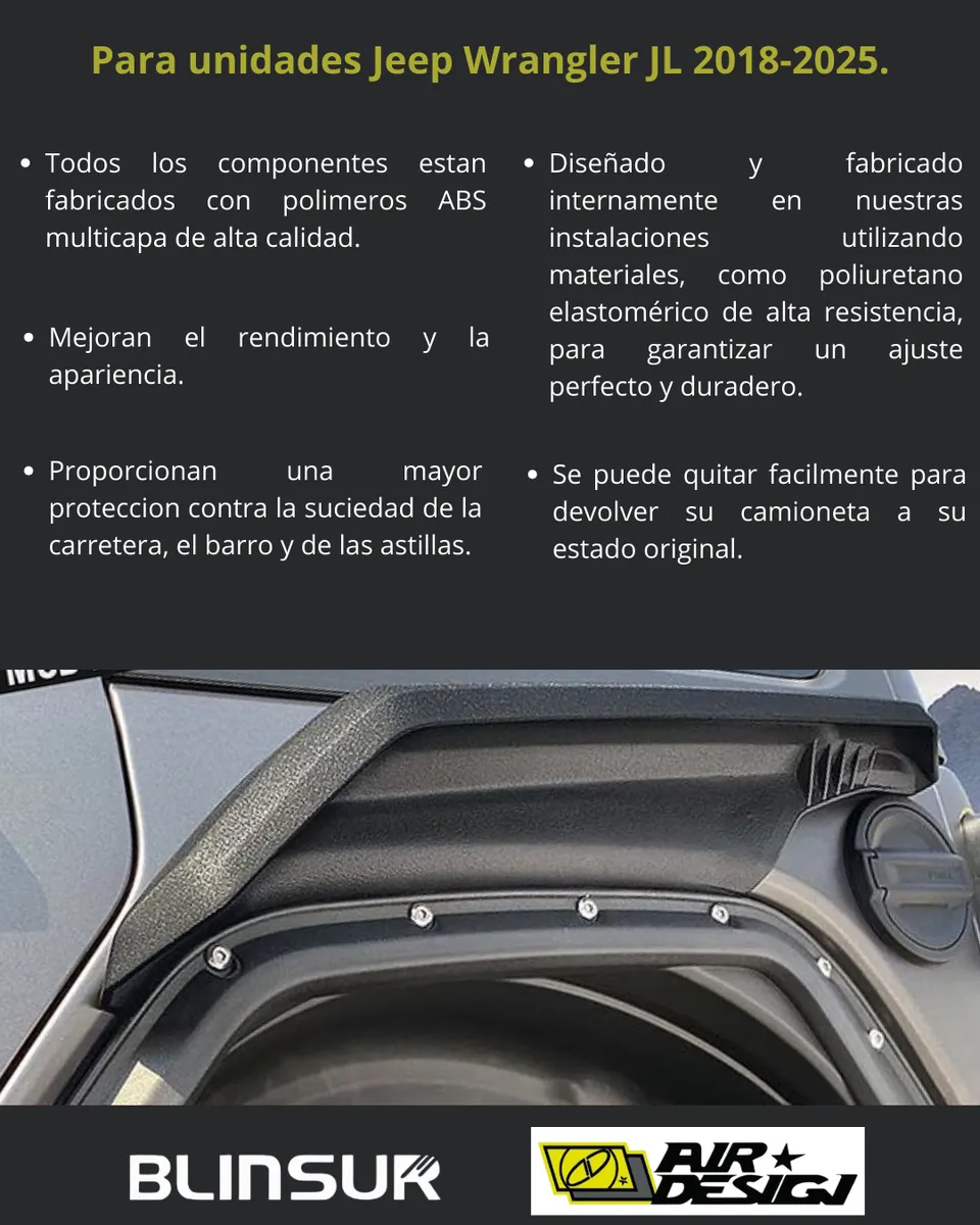 Juego Cantoneras Racer Fender Mud Flaps Jeep Wrangler 18-25 - Image 3