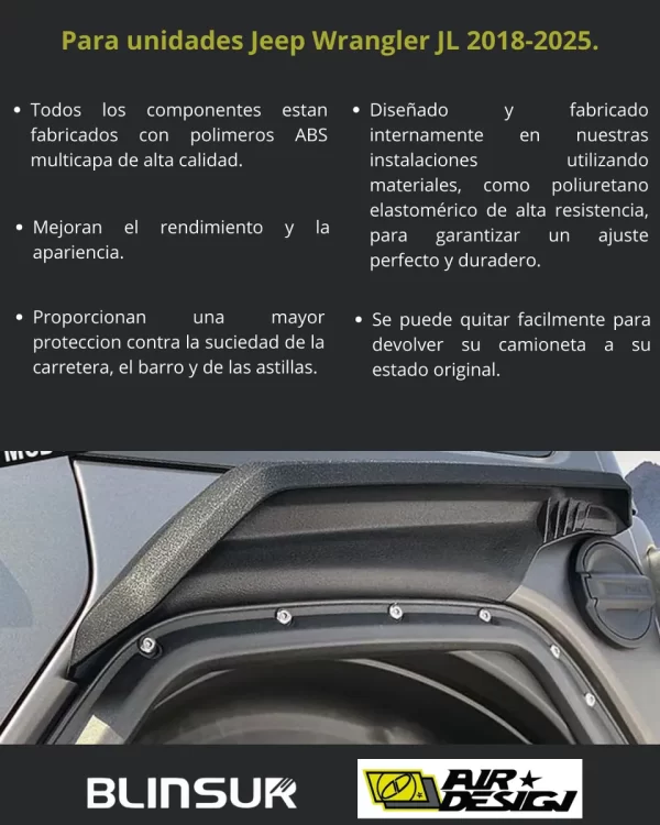 Juego Cantoneras Racer Fender Mud Flaps Jeep Wrangler 18 -25