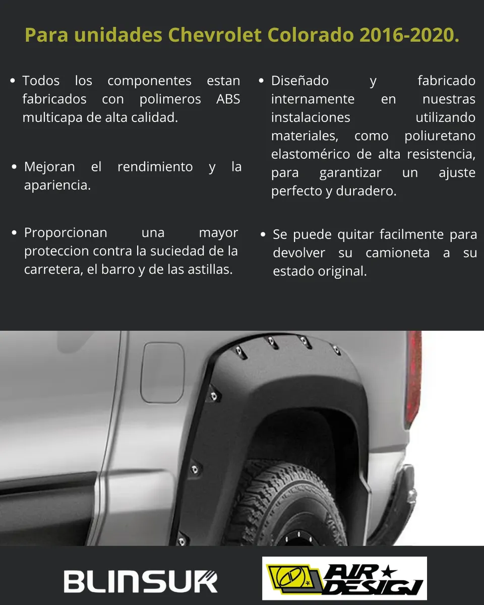 Juego Cantoneras Caja Corta Chevrolet Colorado 2016-2020 - Image 3