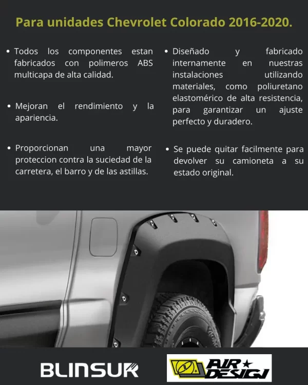 Juego Cantoneras Caja Larga Chevrolet Colorado 2016-2020