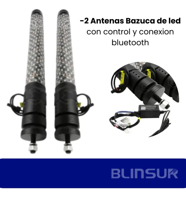 Antena Luz Led P/rzr Rbg C/control 2.5x122cm Con Bluetooth