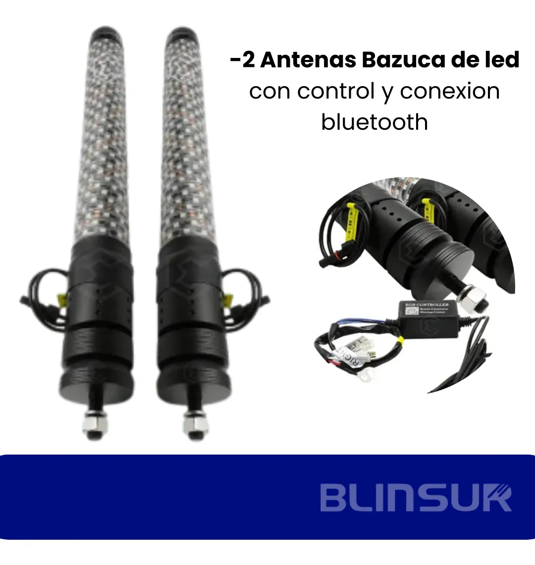 Antena Luz Led P/rzr Rbg C/control 2.5x122cm Con Bluetooth - Image 3