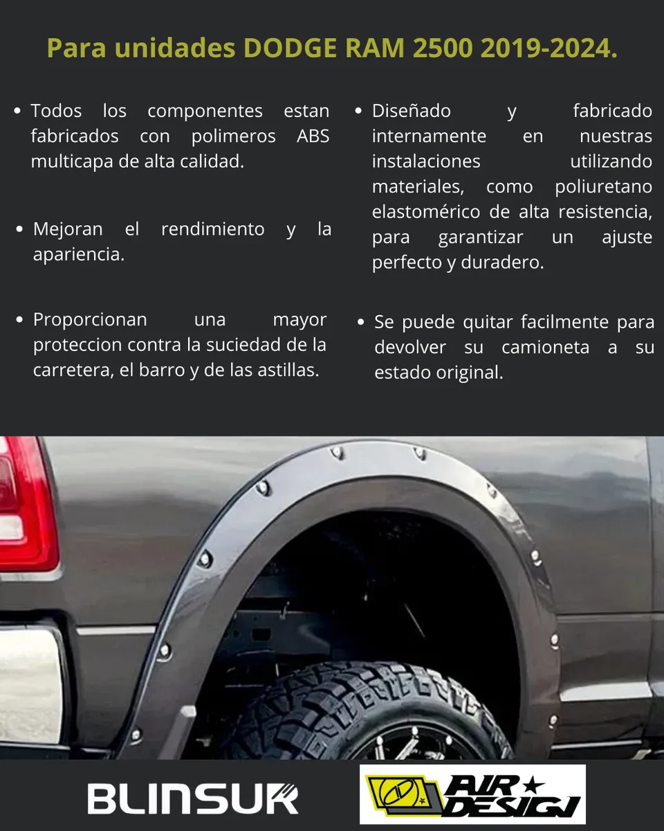 Juego Cantoneras Lisos, Dodge Ram 2500 2019-2024. - Image 3