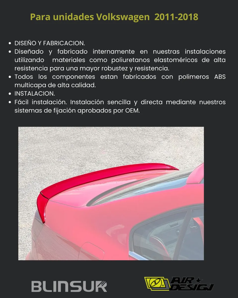 Alerón De Bajo Perfil 3 Piezas Para Vw Jetta 2011/2018 - Image 3
