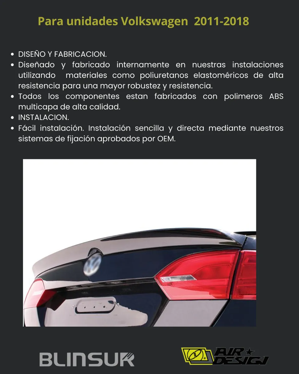Alerón De Cajuela Tipo Fast Back Para Vw Jetta 2011 - 2018 - Image 3