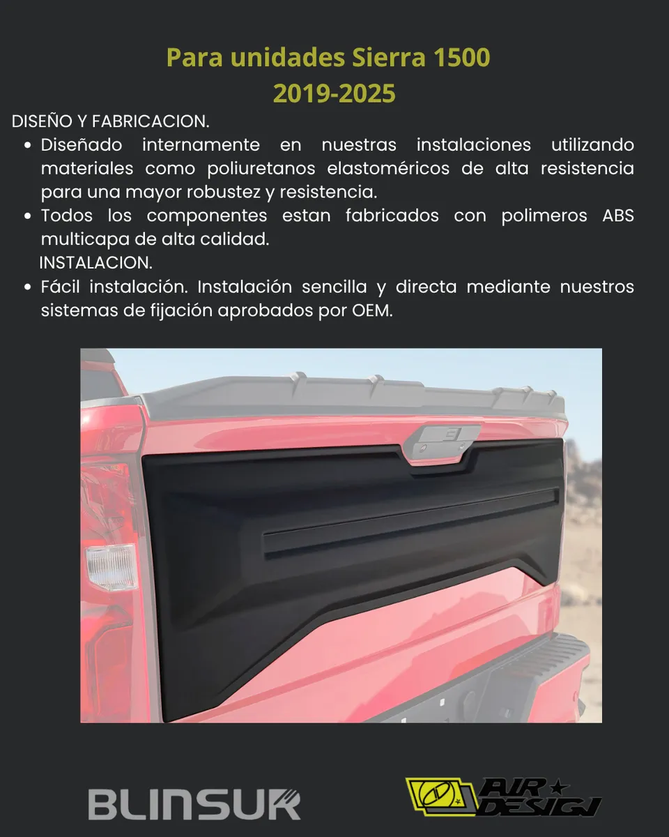 Tailgate Applique Puerta Batea Sierra 1500 2019-2025 - Image 3