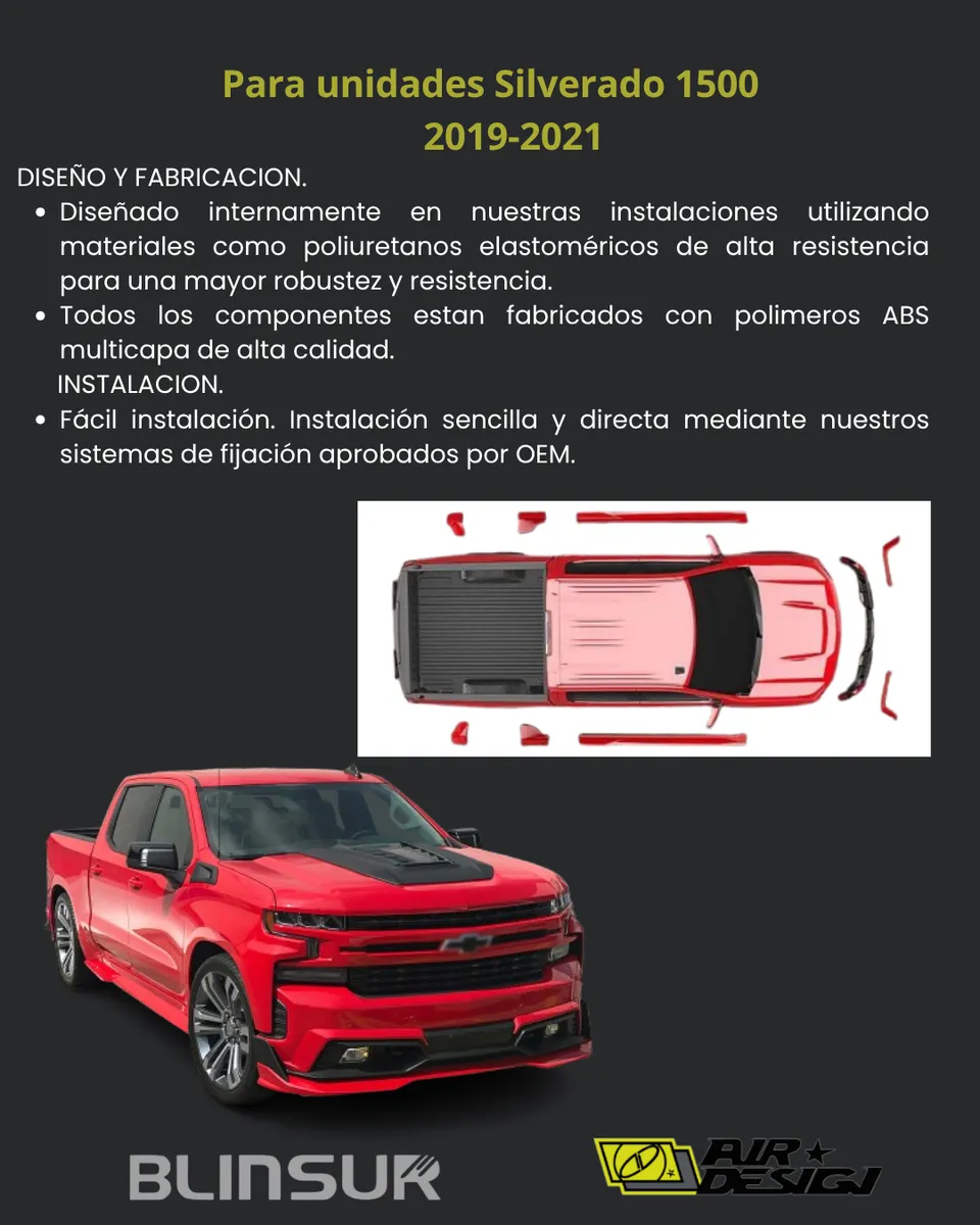 Body Kit Deportivo Caja Corta Silverado 1500 2019-2021 - Image 3