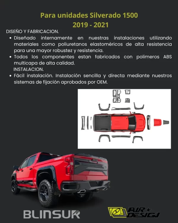 Kit Todoterreno Chev Silverado 1500 Caja Corta 2019  2021