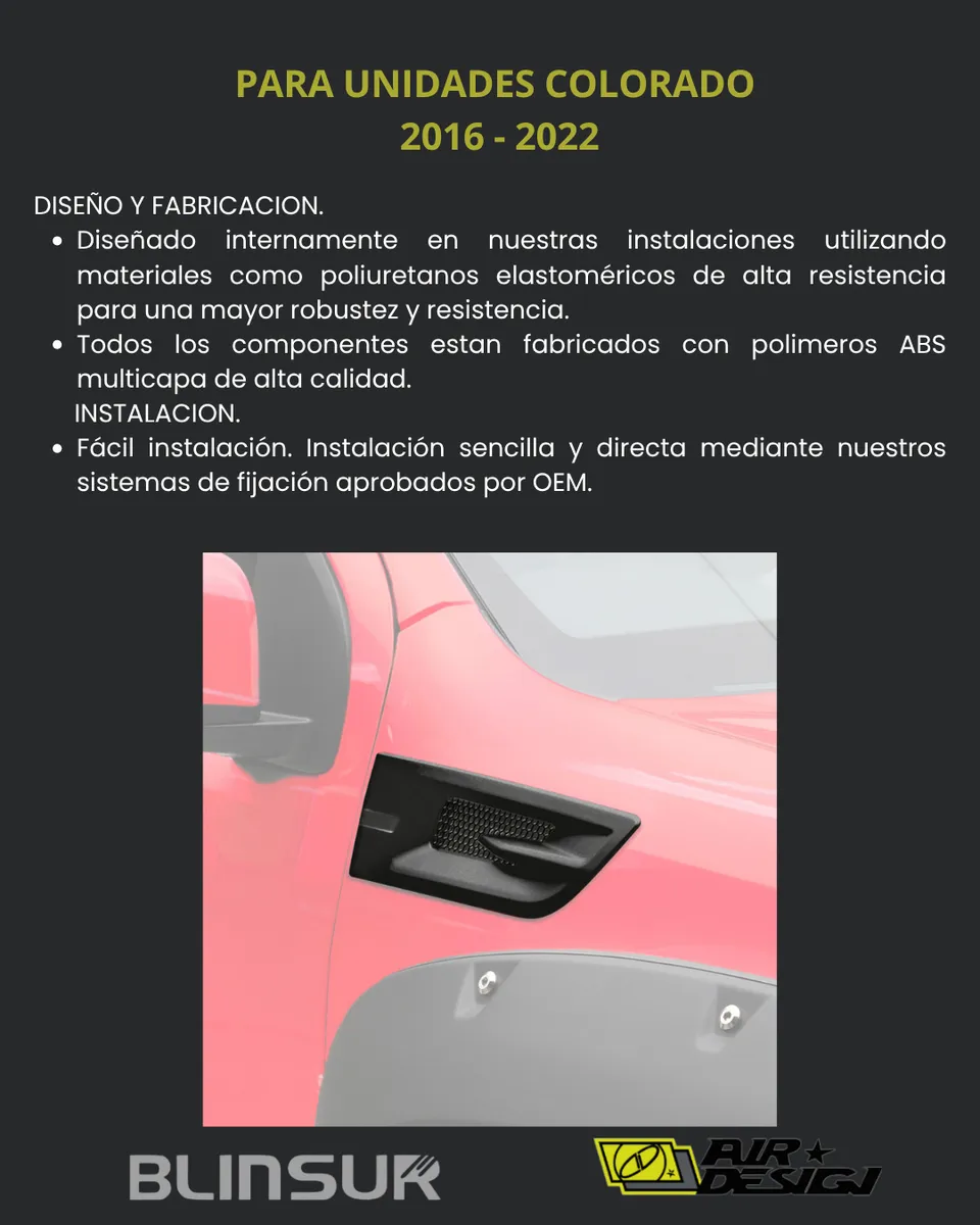 Toma De Aire Salpicadera Chevrolet Colorado 2016 - 2022 - Image 3