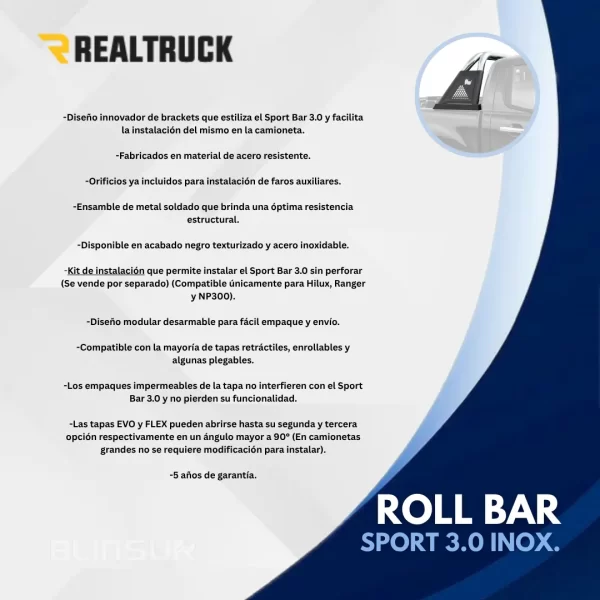 Roll Bar Sport 3.0 Inox. Ford F-150 2015 - 2024