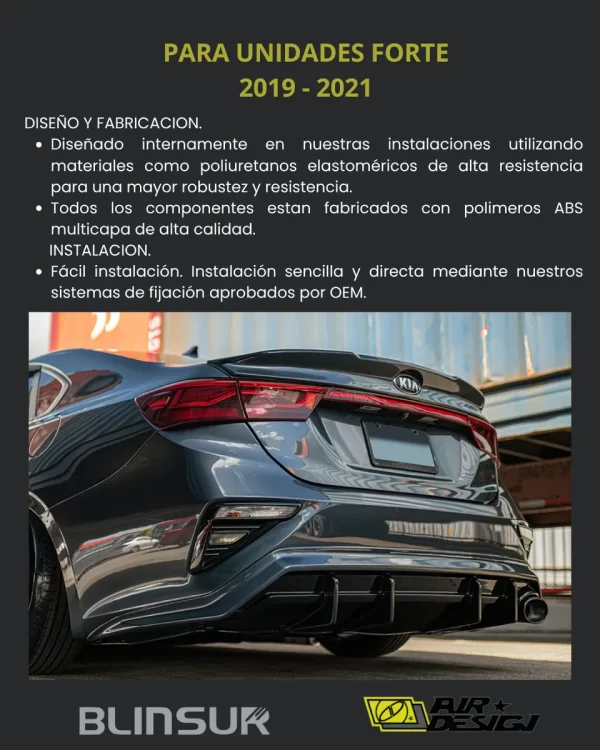 Difusor Trasero Air Design Kia Forte 2019 - 2021