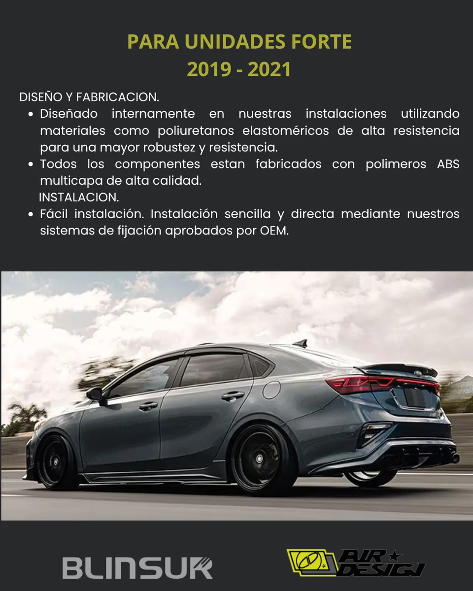 Bodykit Con Difusor Trasero Air Design Kia Forte 2019 - 2021 - Image 3