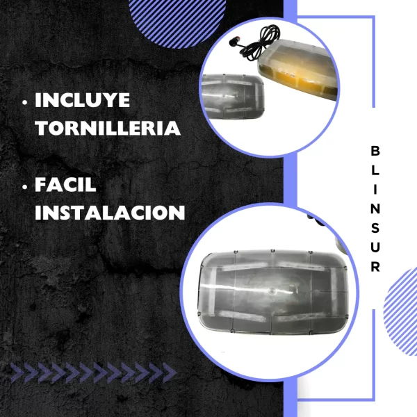 Torreta Rectangular 24 Hiperled 8 Funciones Ambar