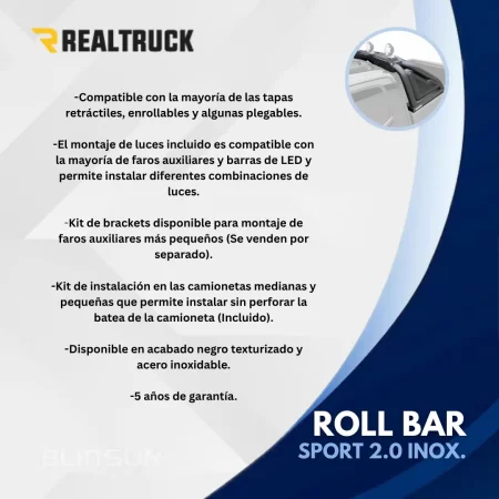 Roll Bar Go Rhino Sport 2.0 Inox. Jeep Gladiator 2020 - 2025 - Image 3