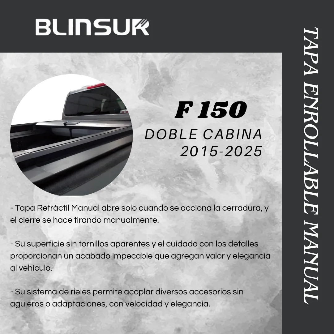 Tapa Cubre Batea Retractil Manual F 150 D Cabina 2015-2025 - Image 3