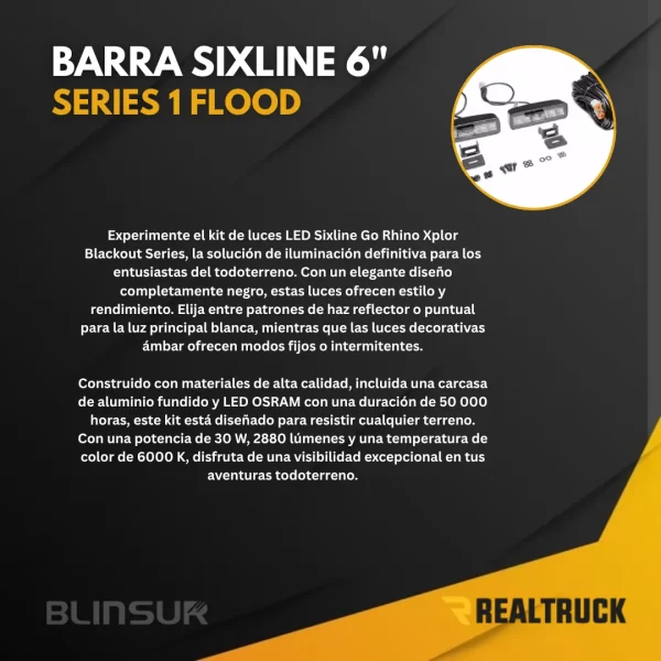 Barra Led Sixline 6  Gr Blackout Series 1 Par Flood