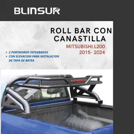 Roll Bar Con Canastilla Y Luz Mitsu L200 2015  2024 - Image 3