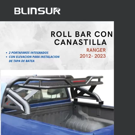 Roll Bar Con Canastilla Y Luz Stop Ranger 2012 2023 - Image 3
