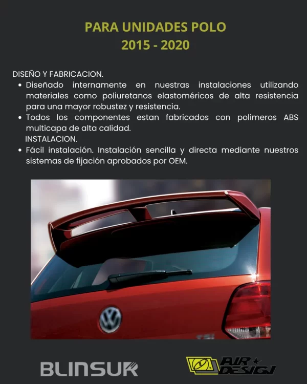 Alerón De Techo Volkswagen Polo 2015 - 2020
