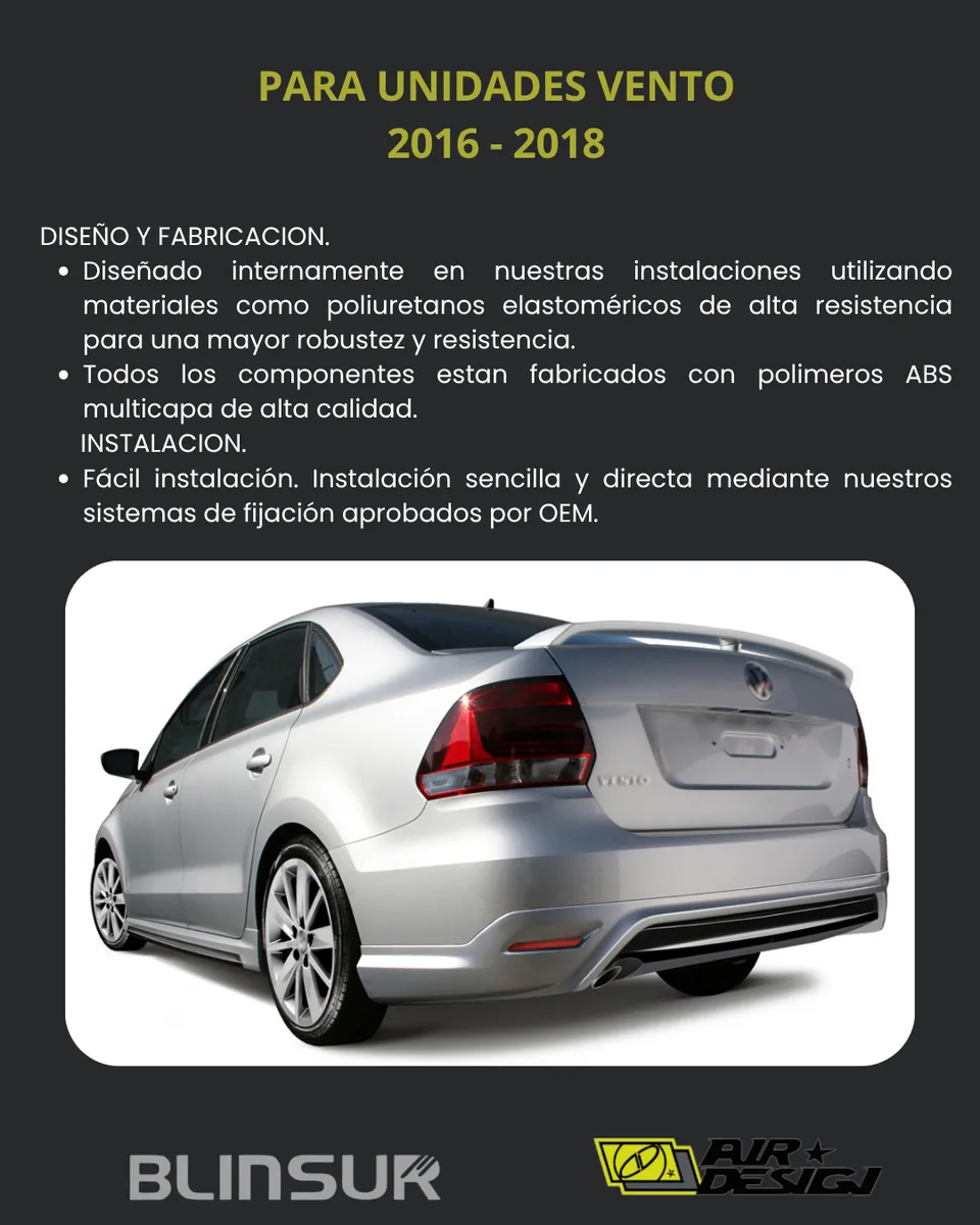 Body Kit Con Alerón Volado Air Design 2016 2018 - Image 3