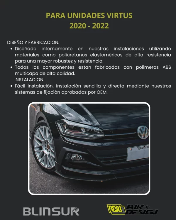 Juego De Cortinas De Aire Air Design Vw Virtus 2020  2022
