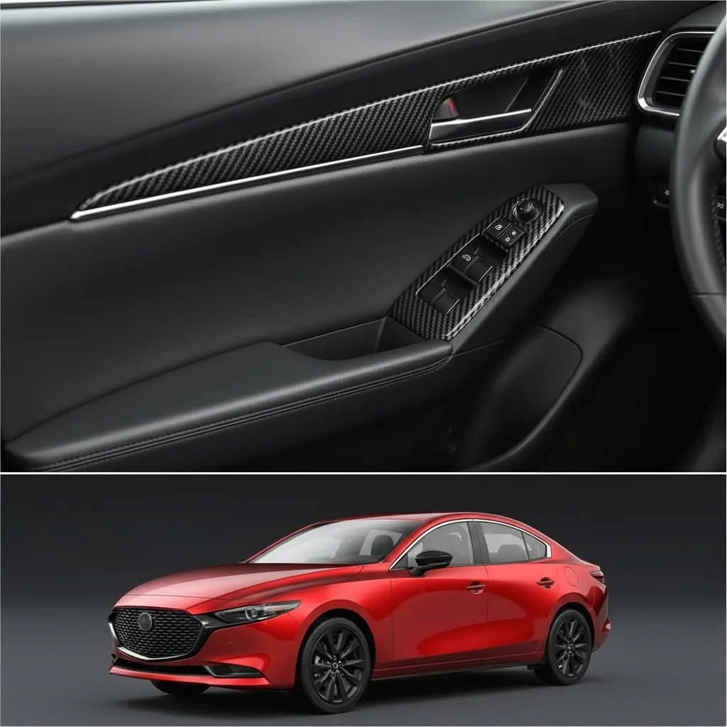 Vinil Protectores Puertas Mazda 3 2017-2020 Fibra Carbono - Image 3